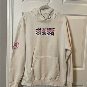 BARSTOOL Sports Call Her Daddy Hoodie Women's XL White Pink Black Gildan